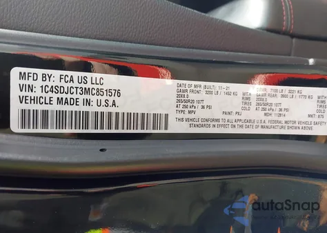 2021 Dodge Durango R/T Awd from USA, damaged, VIN 1C4SDJCT3MC851576